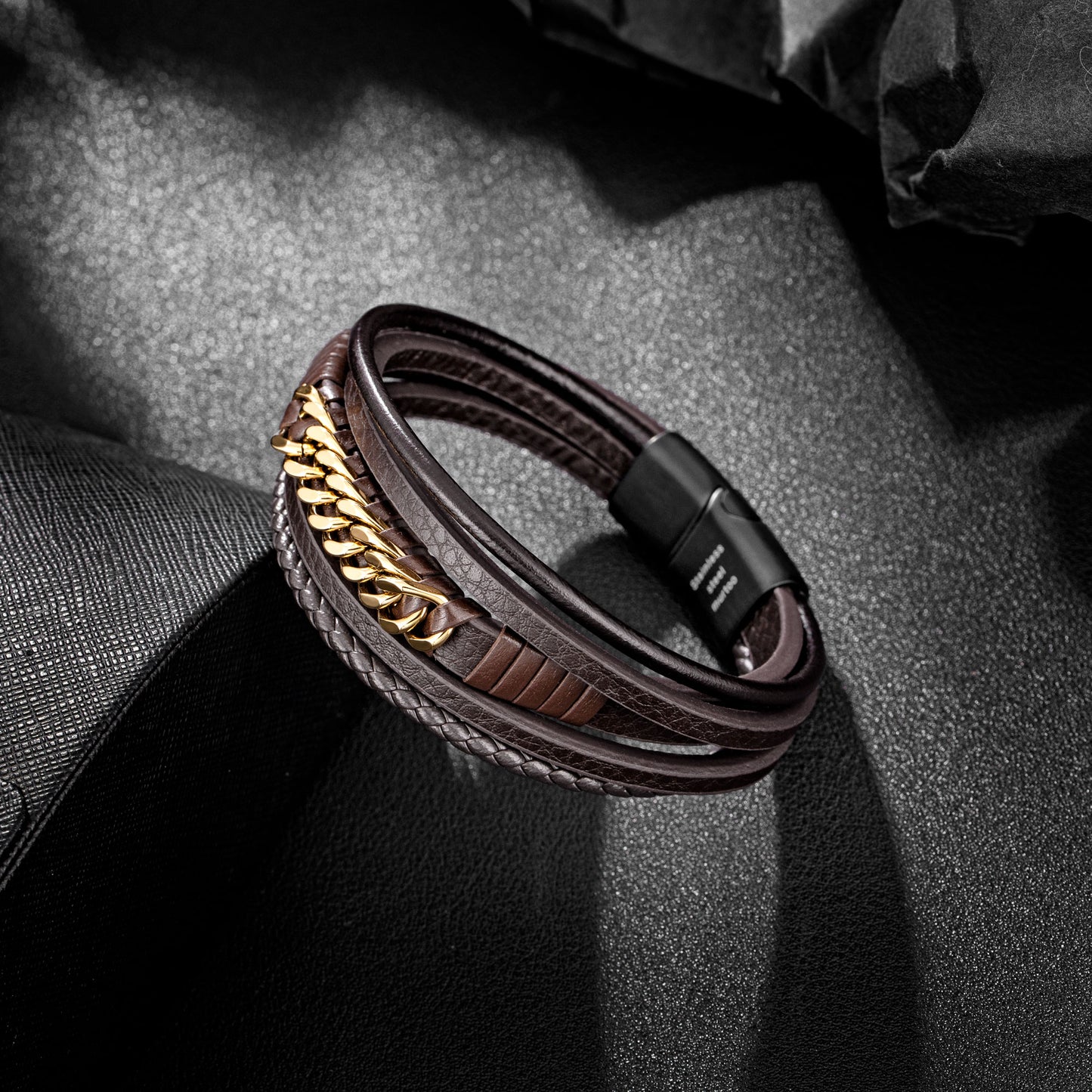 Leather And Steel Bracelet B00429