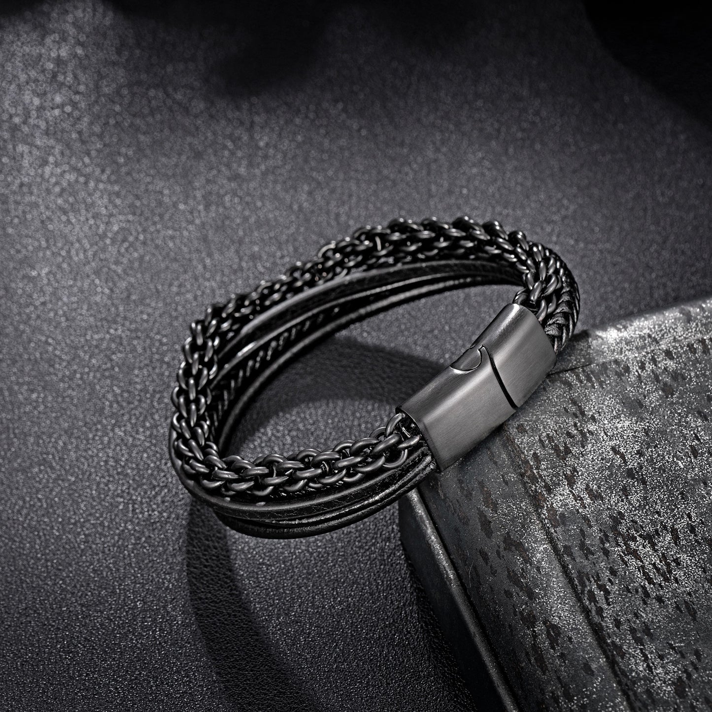 Leather And Steel Bracelet B00454