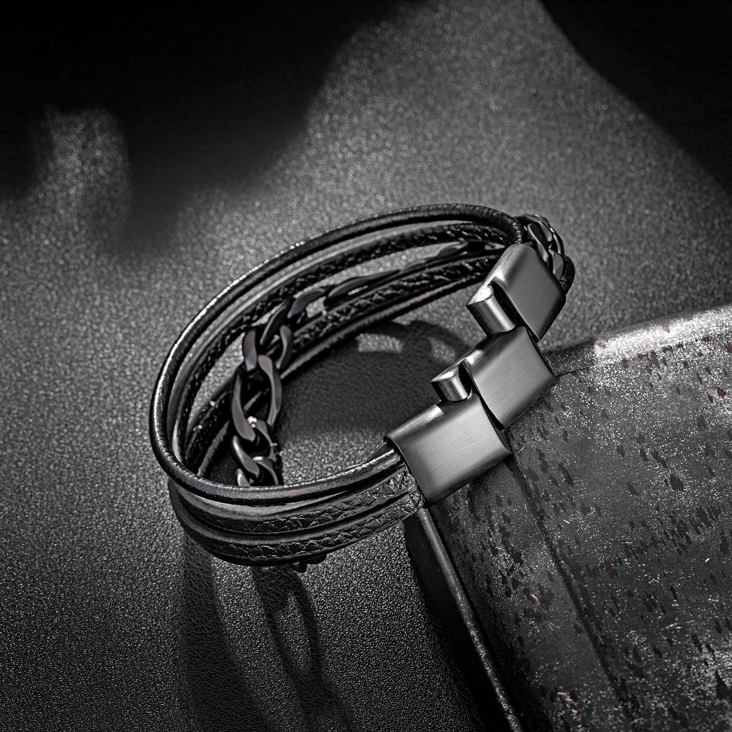 Leather And Steel Bracelet B00455