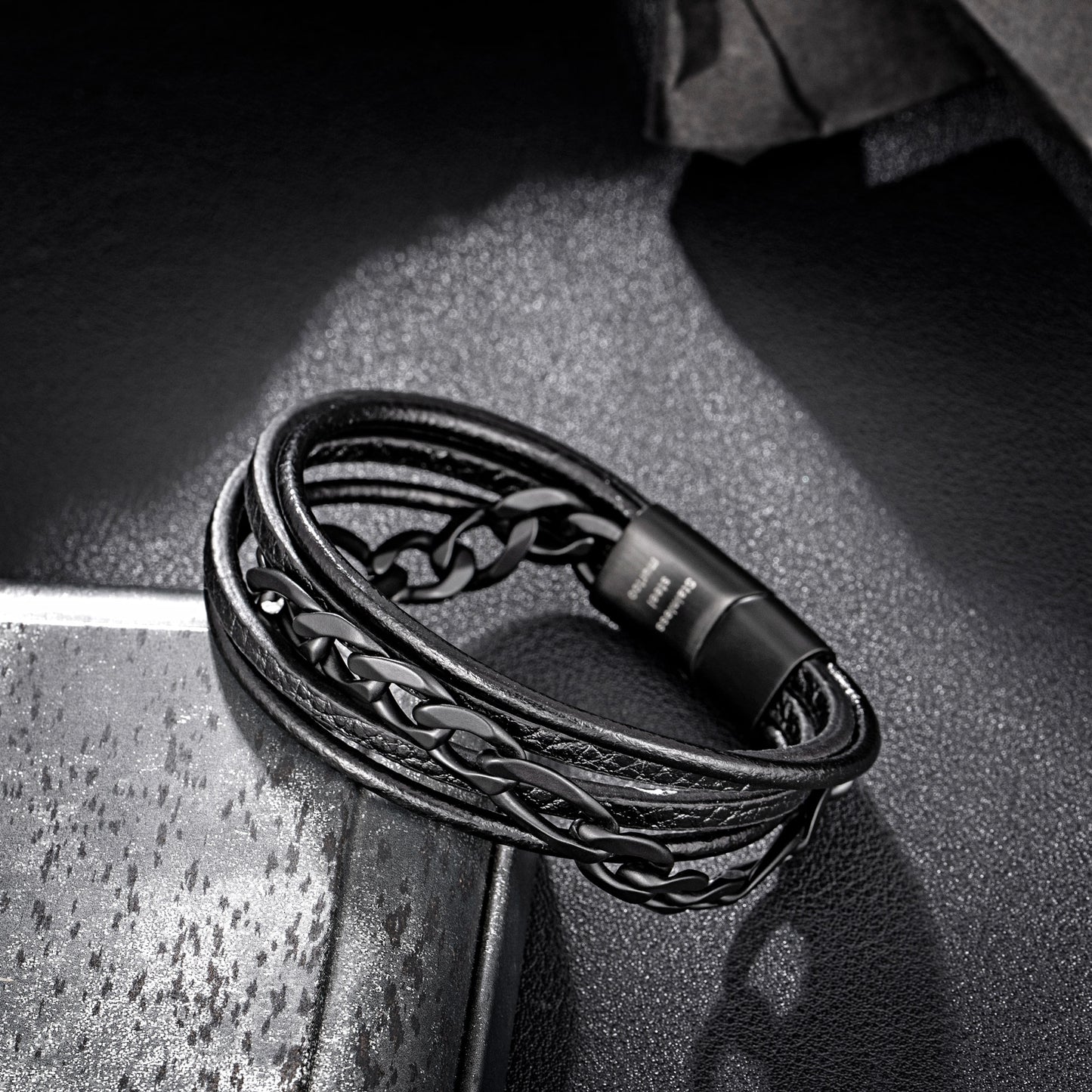 Leather And Steel Bracelet B00455