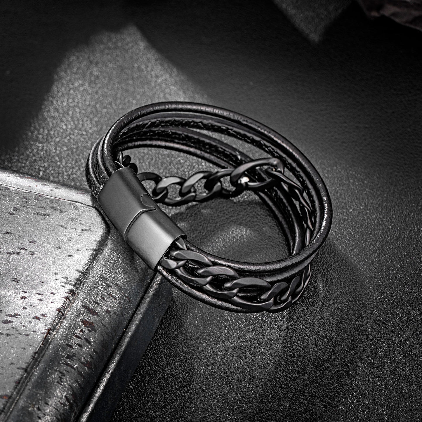 Leather And Steel Bracelet B00455