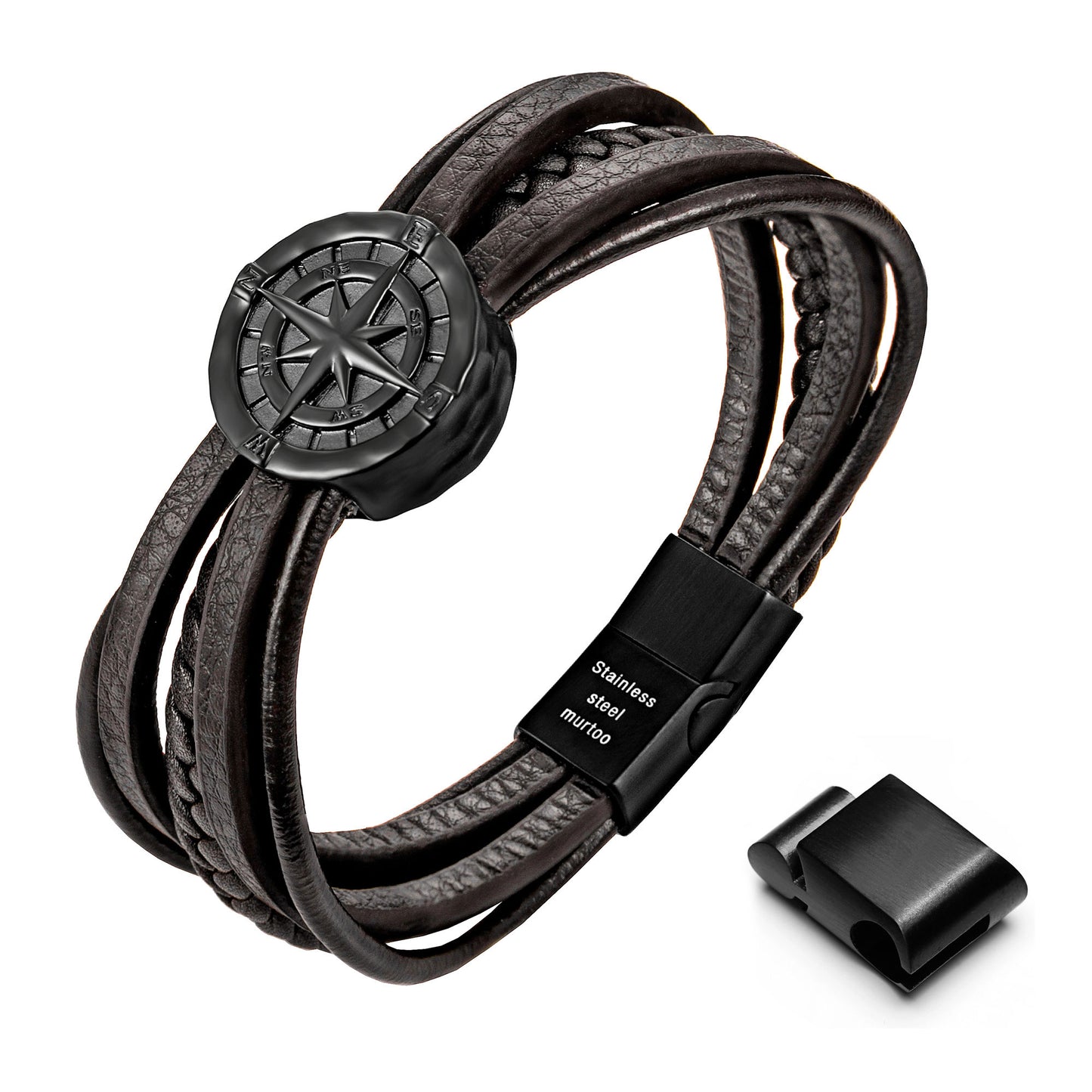 Compass leather bracelet for men B00462
