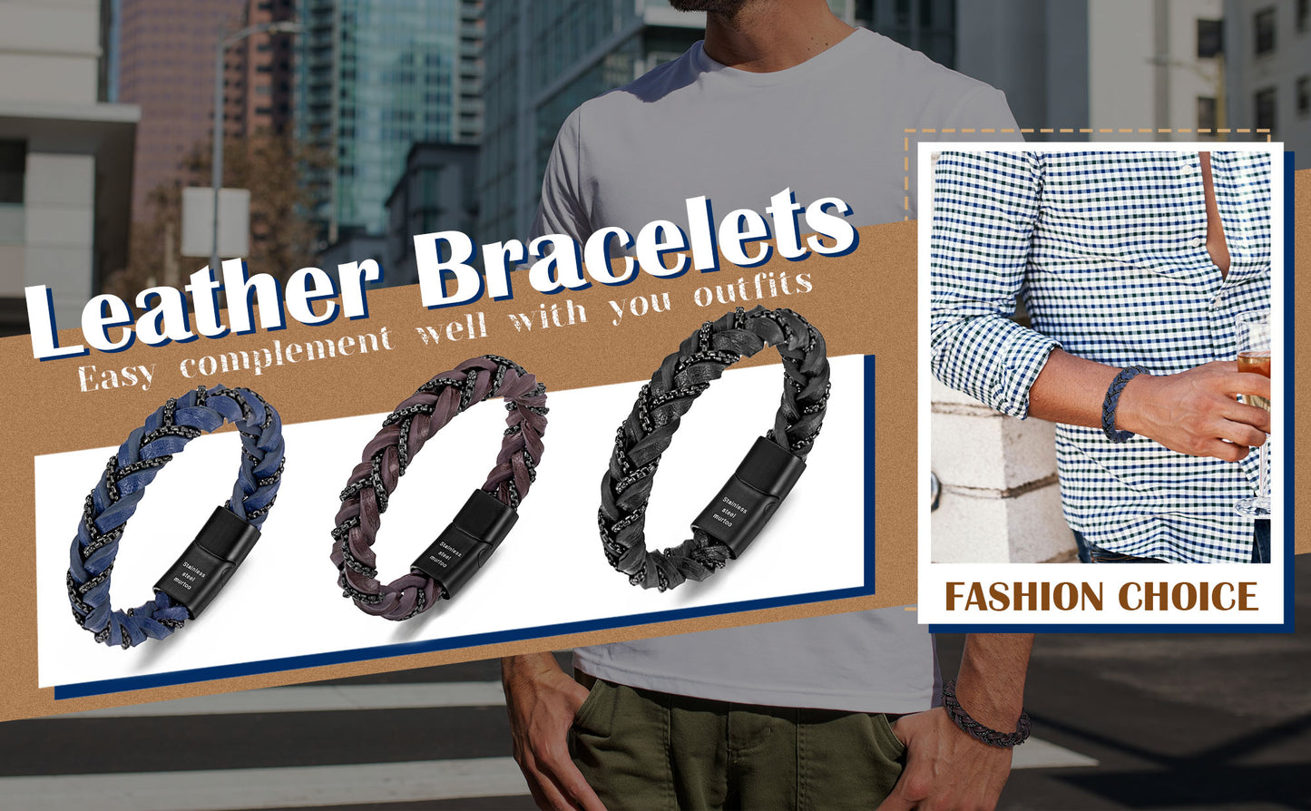 Steel Leather Bracelet BHR00308