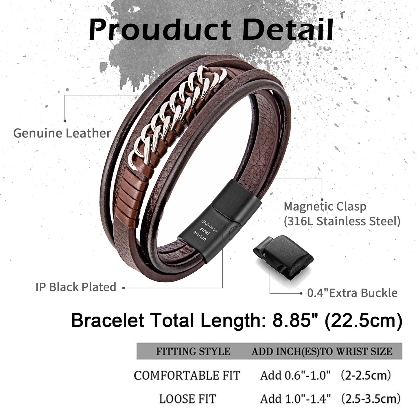 Leather And Steel Bracelet B00423