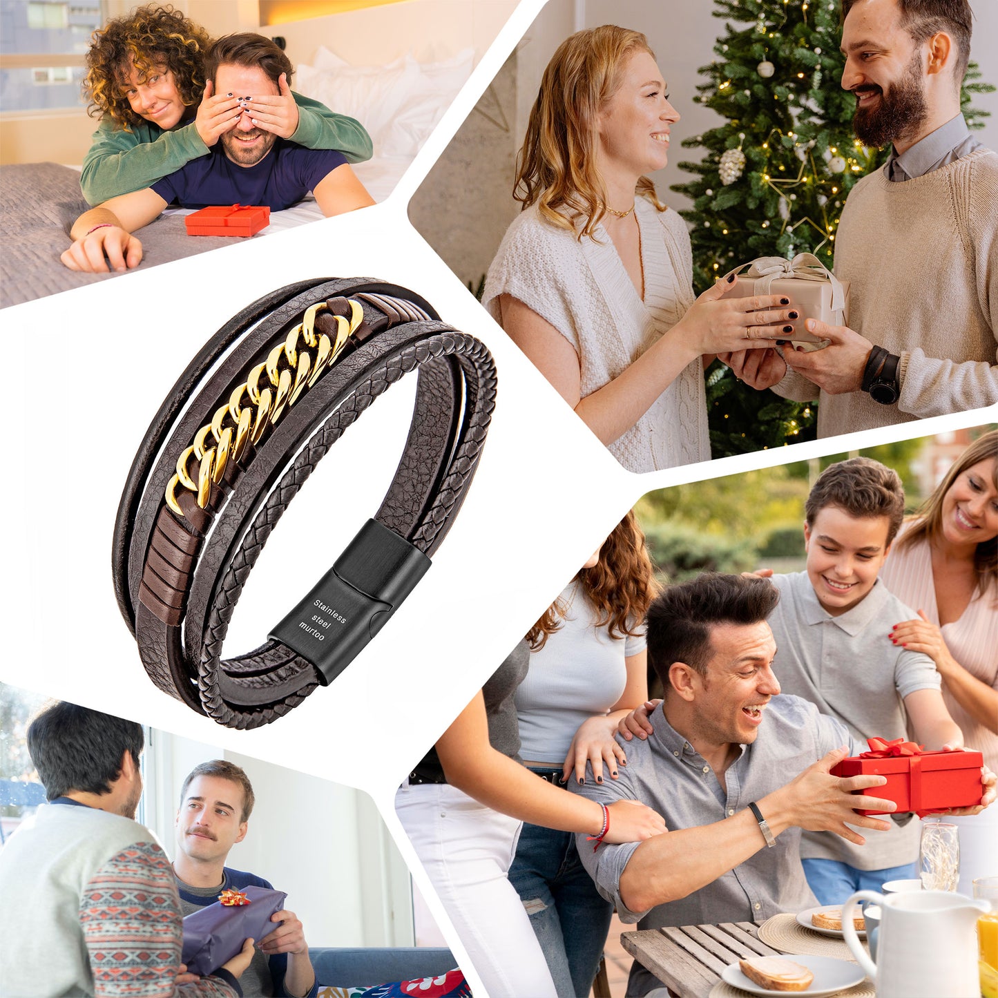 Leather And Steel Bracelet B00429