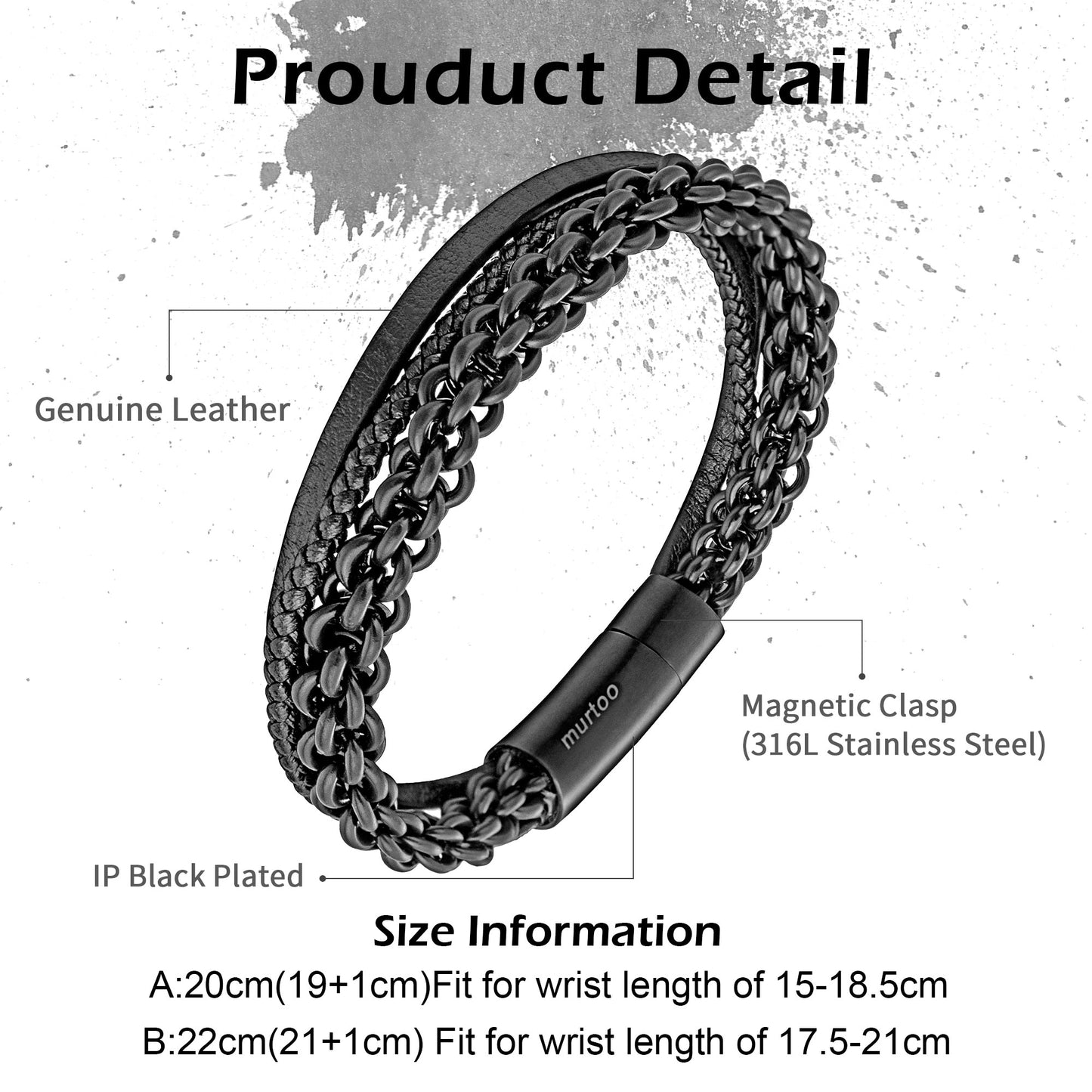 Leather And Steel Bracelet B00456