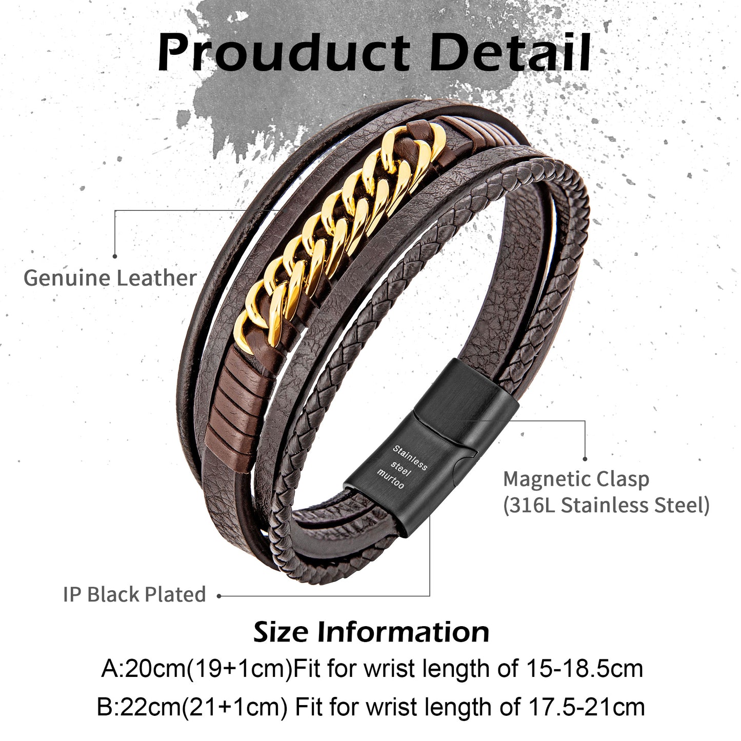 Leather And Steel Bracelet B00429