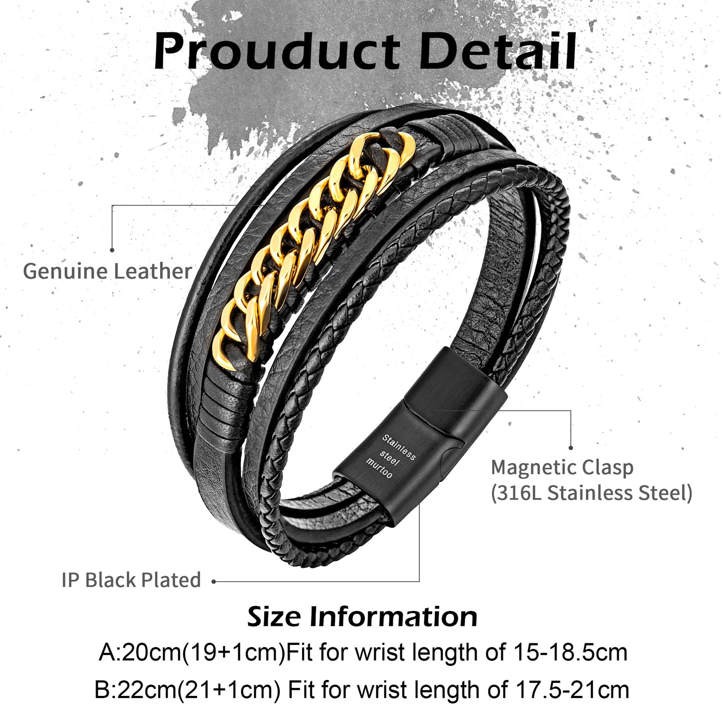 Leather And Steel Bracelet B00427