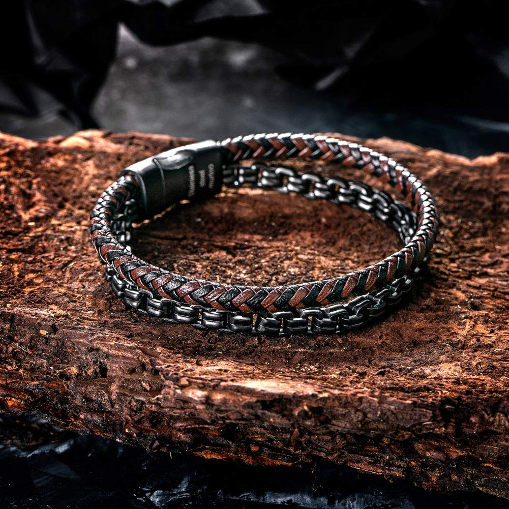 Leather And Steel Bracelet BHR00085