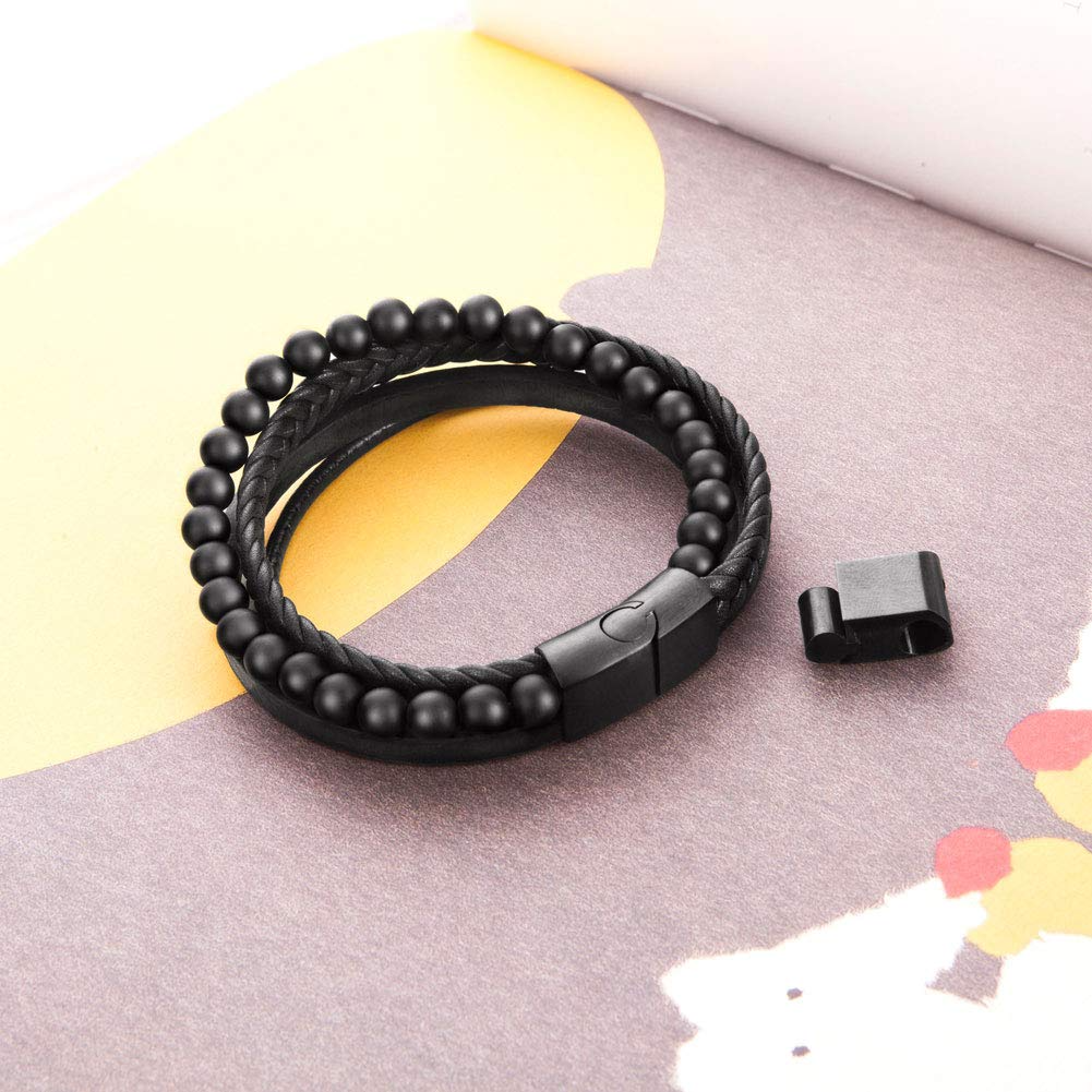 Leather And Bead Bracelet BHR00038