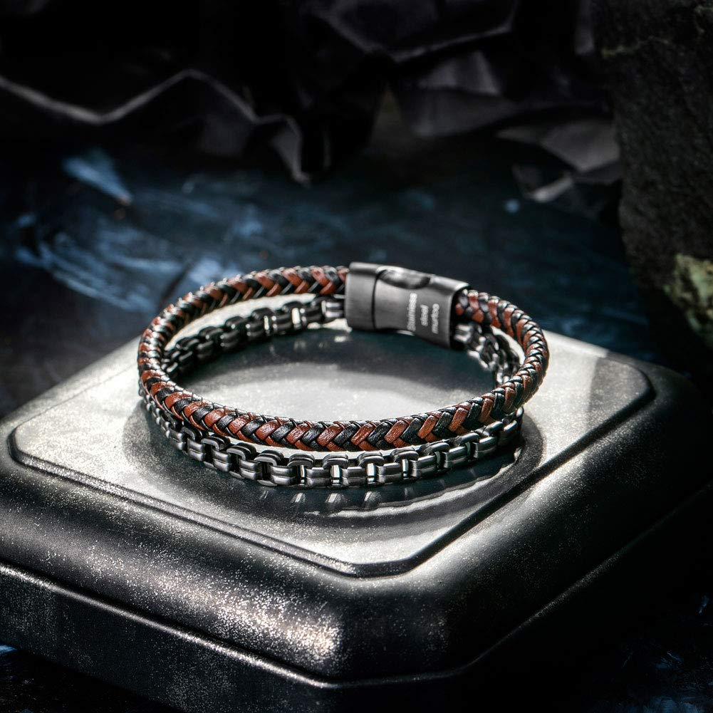 Leather And Steel Bracelet BHR00085